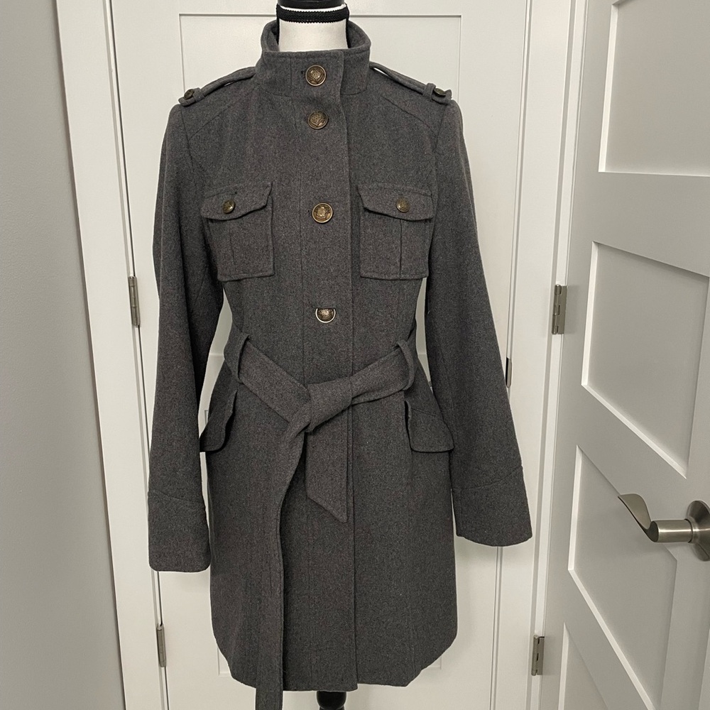 Mossimo Supply Co Gray Pea Coat with Belted Waist